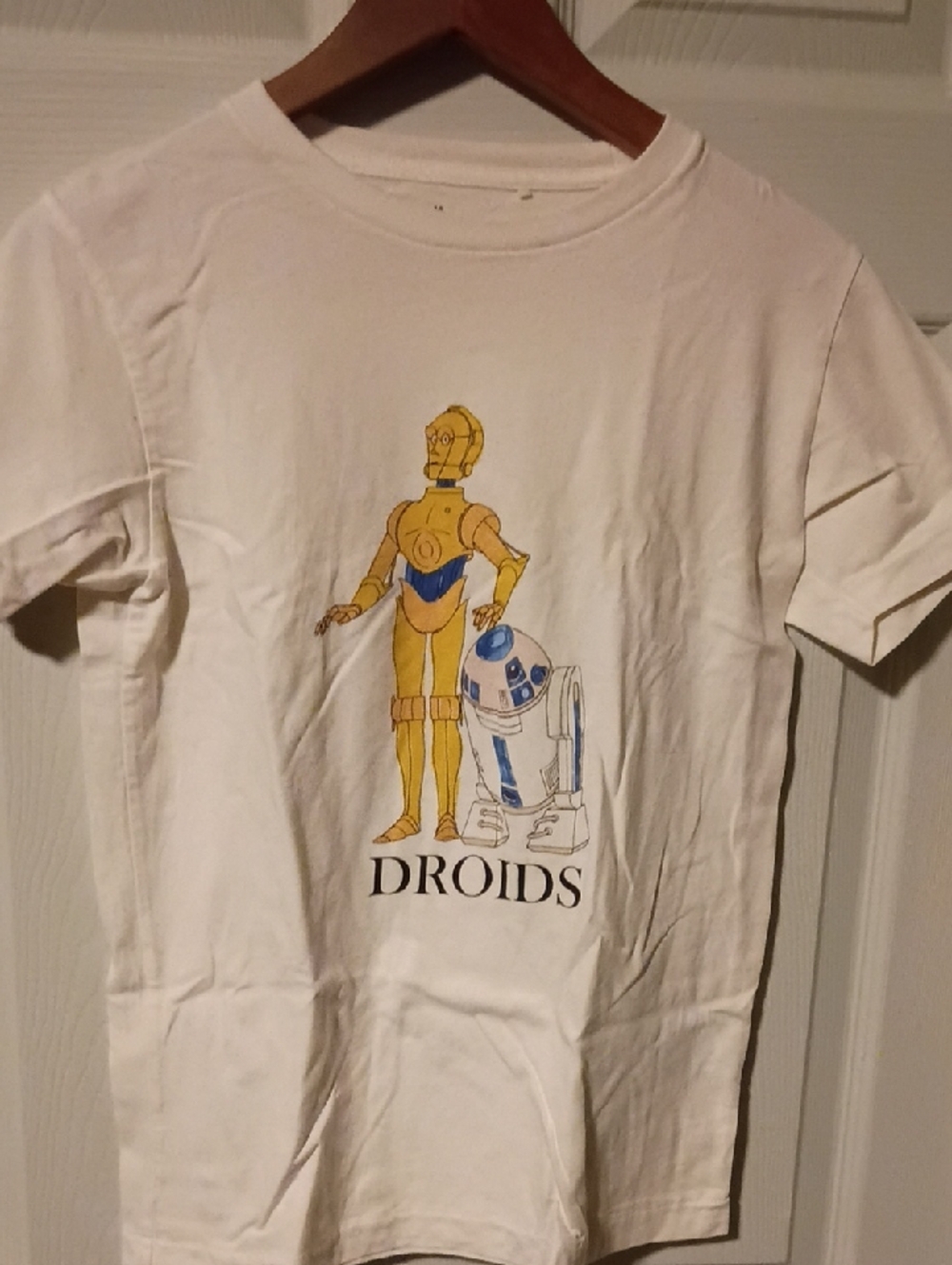 Uniqlo Kids White Star Wars Droids T-Shirt with Yellow & Blue Graphic